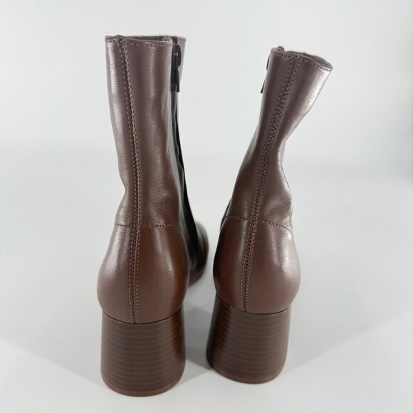 Arezzo Womens Brown Leather Ankle Boots With Block Heel Size 7.5B Made In Brazil - Picture 9 of 13